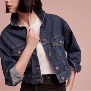 Pilcro Letterpress Anthropologie Cropped Denim Jacket XL